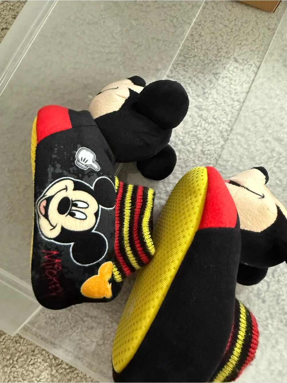 Mickey Mouse Plush Kids One-Piece Slippers - Black & Red